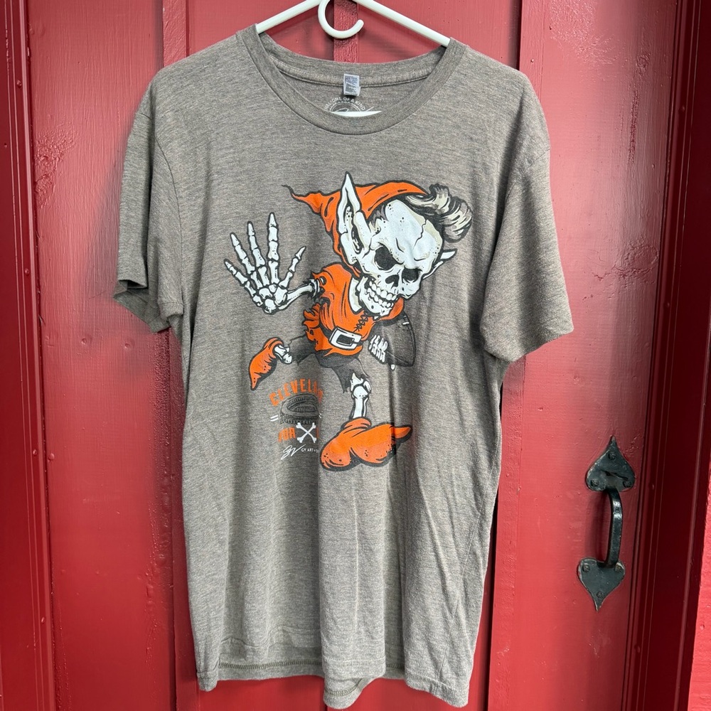Cleveland Skull American Apparel Brown Graphic Tee